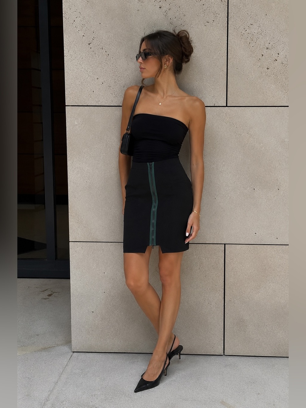 Opening Ceremony Thea Zip Front Pencil Skirt Black